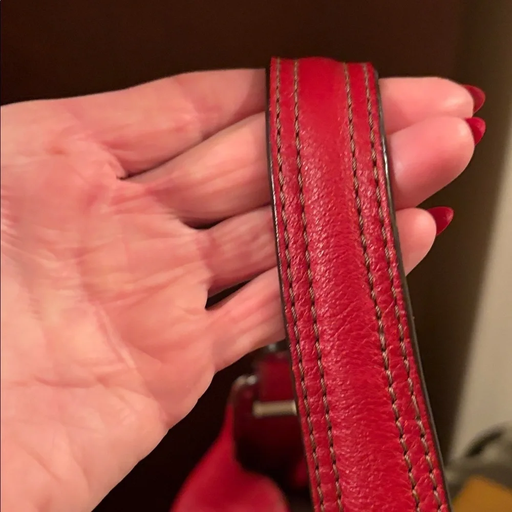 Tignanello Red Leather Hobo Bag
